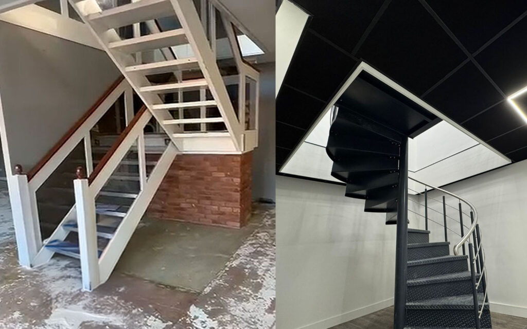 staircase before and after image from ACI