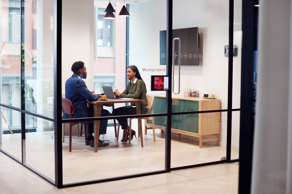 Glass partition for open plan office
